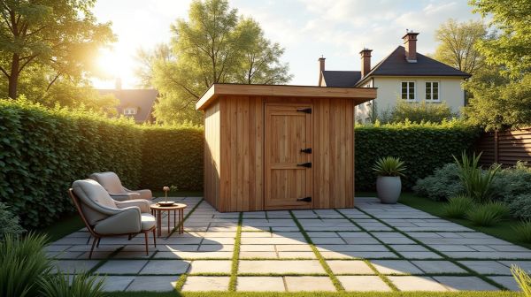 Un espace extérieur polyvalent avec un abri de jardin 20 m²